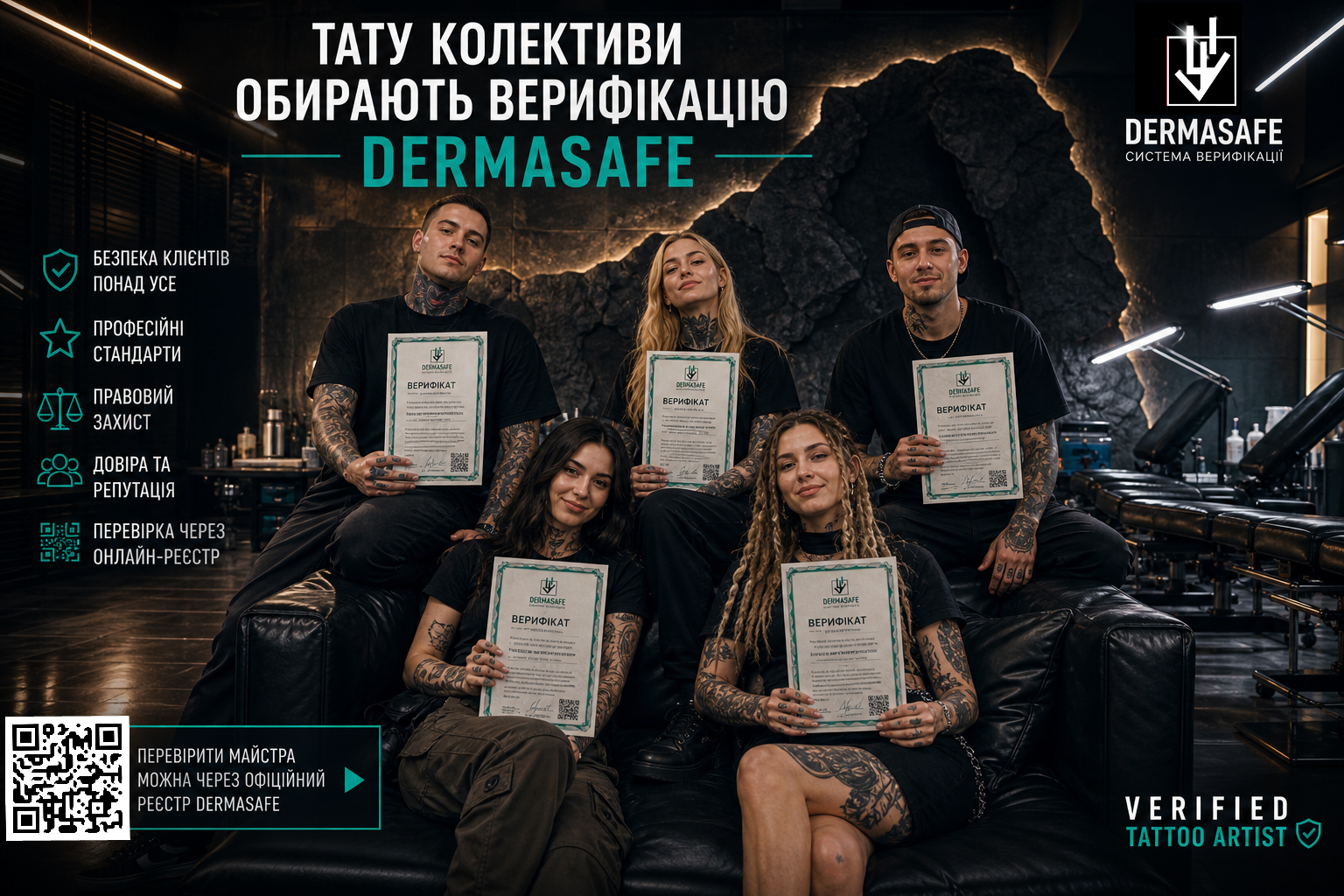 Найкраща тату студія України Dermasafe верифікація тату